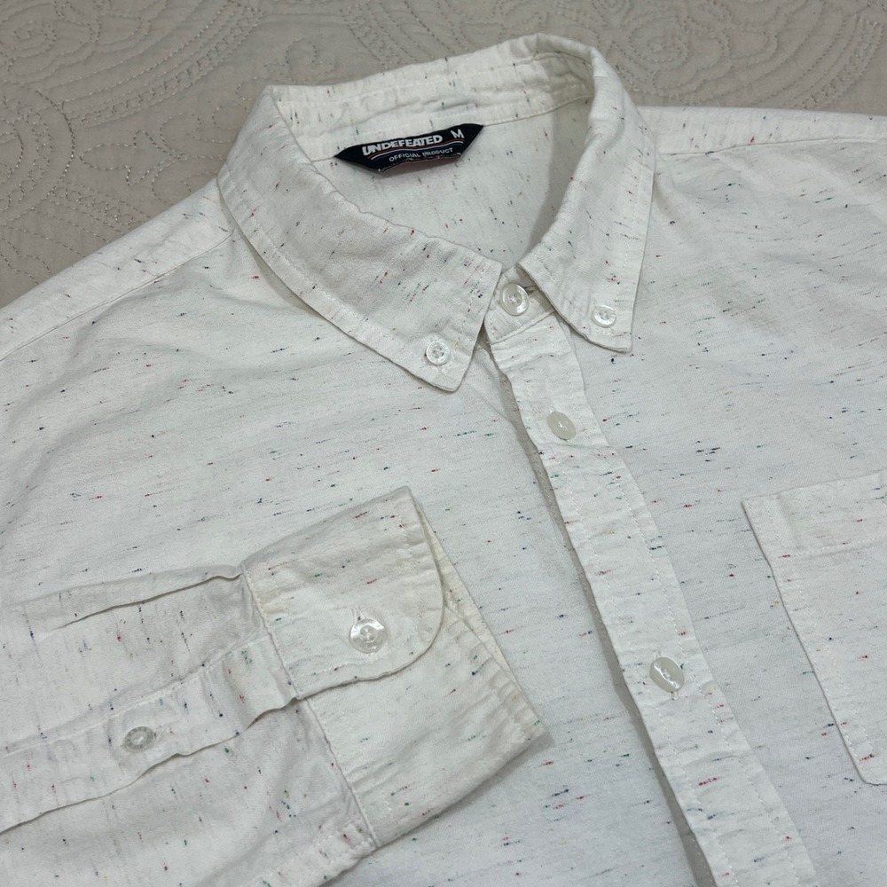 Undefeated Mens White Rainbow Nep Cotton Button Down Shirt Size M Long Sleeve